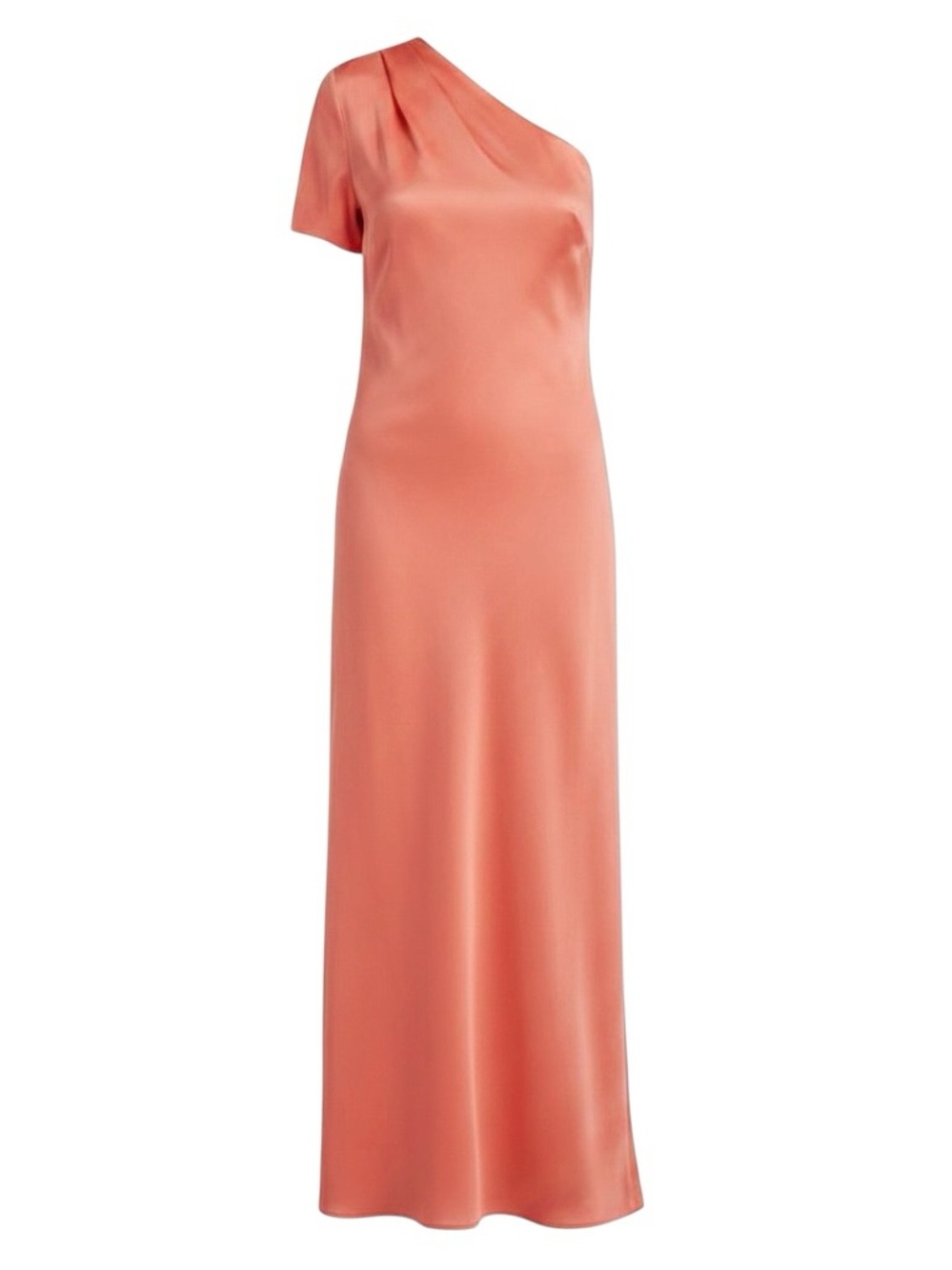 Banana Republic Monogram Silk One Shoulder Dress Neon Coral Volt Orange Size 8